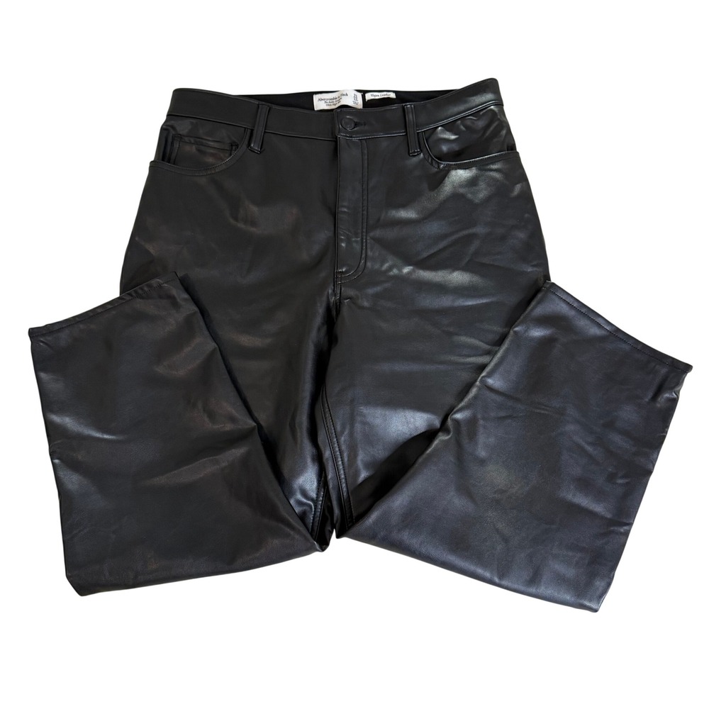Abercrombie & Fitch Vegan Leather Ankle Straight Ultra High Rise Pants